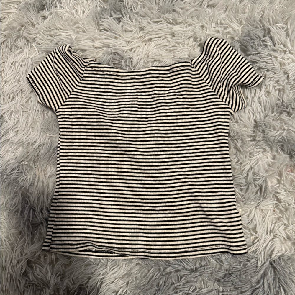 Altar'd State Black and White Striped Crop Top